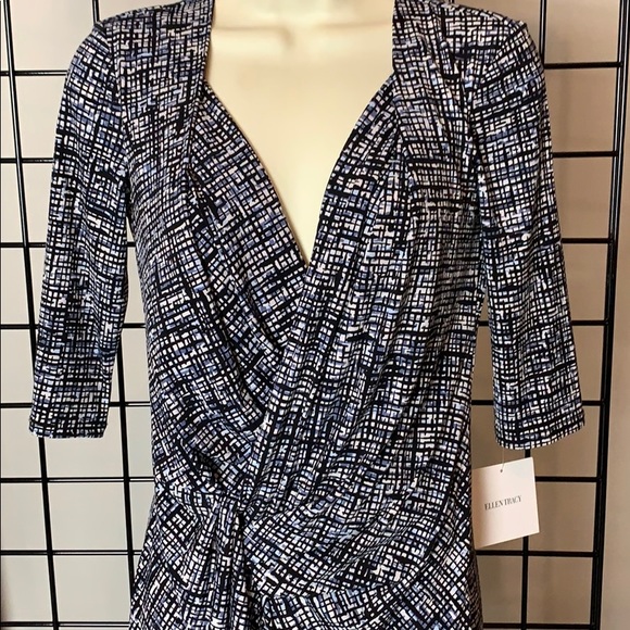NWT ELLEN TRACY Crossover Twisted Front Dress - Picture 4 of 8